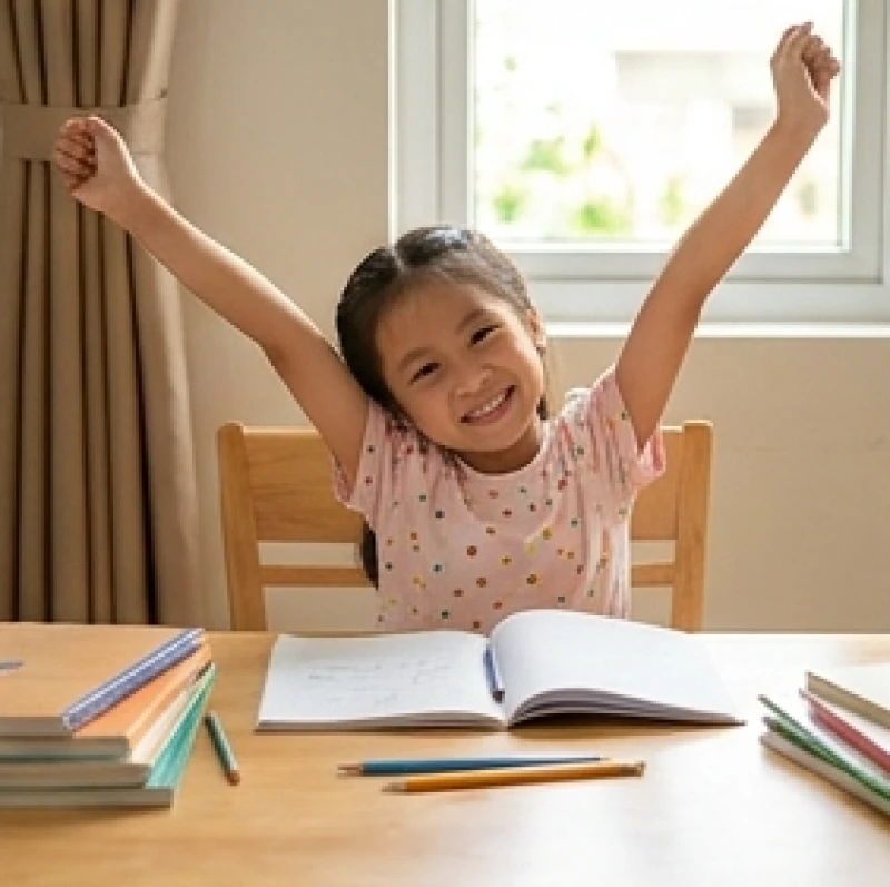 Tử vi tuổi Kỷ Hợi 2019 năm 2027: Chi tiết sao hạn cho bé 6 Bé gái đang vui vẻ vươn vai giải lao thư giãn sau khi hoàn thành một bài toán khó ngay tại bàn học cá nhân