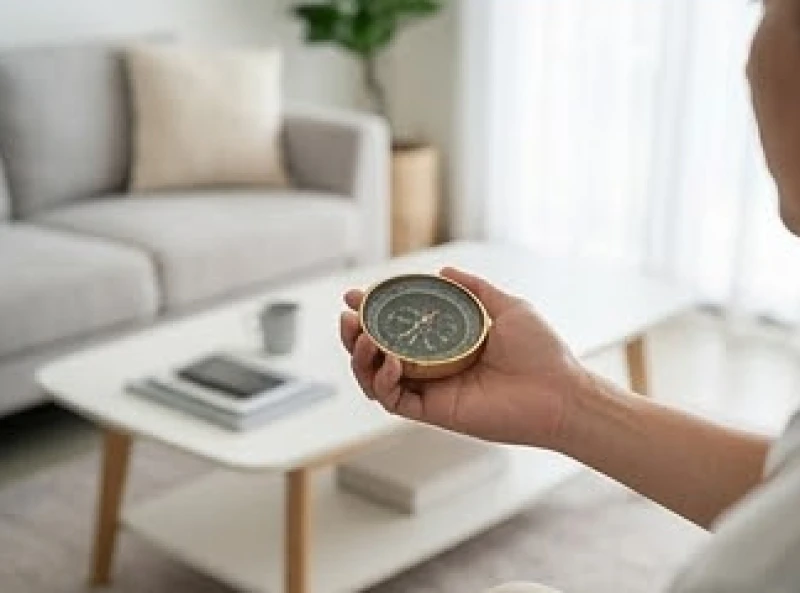 Dùng la bàn xác định tọa độ Dần hoặc Tuất để an vị linh vật Tam hợp trong phòng khách
