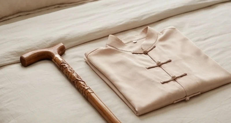 Canh Thìn 1940 hợp màu gì: chuẩn Niên mệnh và Cung mệnh 5 Bộ quà tặng mừng thọ gồm chiếc gậy chống bằng gỗ nâu và bộ áo lụa tơ tằm màu vàng be nhạt
