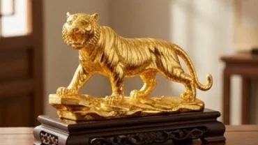Quà tặng phong thủy cho người tuổi dần với tượng hổ mạ vàng 24k sang trọng