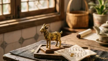 Bộ sưu tập quà tặng phong thủy cho người tuổi mùi gồm tượng linh vật mạ vàng và vòng thạch anh