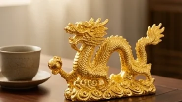 Tượng linh vật rồng mạ vàng sang trọng làm quà tặng phong thủy cho người tuổi Tý