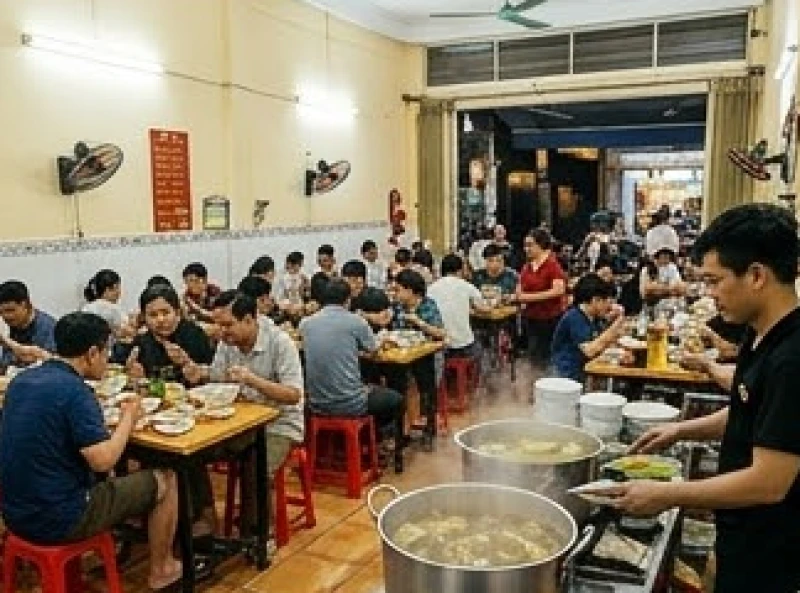 Quán ăn Việt Nam đông đúc thực khách kín mọi bàn trong giờ cao điểm