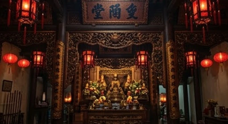 Ban thờ Quan Lớn Đệ Tam với kiến trúc cổ kính, tĩnh mịch tại không gian linh thiêng của Đền Tam Kỳ Hải Phòng