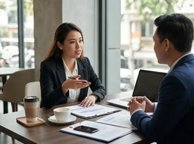 Tuổi Dần nên làm chủ hay làm thuê: Thời điểm vàng rẽ hướng 4 Chuyên gia phát triển thị trường đang đàm phán vui vẻ với đối tác tại một không gian cà phê làm việc hiện đại