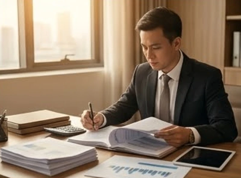 Doanh nhân tuổi Mậu Dần kiểm tra kỹ lưỡng các bản báo cáo tài chính dự án trước khi đưa ra quyết định giải ngân