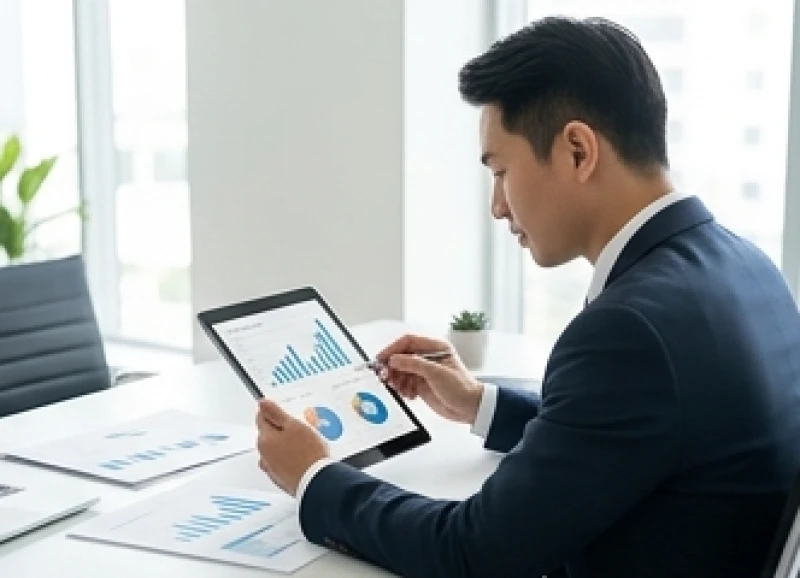 Tuổi Sửu hợp kinh doanh gì: Mặt hàng bán lẻ và hướng cửa hàng 2 Chủ doanh nghiệp đang xem xét kỹ lưỡng biểu đồ doanh thu và chi phí vận hành tại văn phòng làm việc