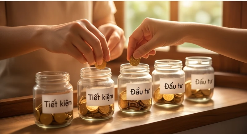 Giấc mơ nào báo hiệu tài lộc: Dấu hiệu phát tài và con số may mắn 8 Những đồng tiền xu bằng đồng được cẩn thận chia vào các lọ thủy tinh nhỏ trên mặt bàn gỗ