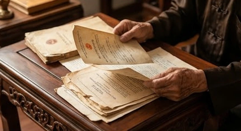 Tử vi trọn đời tuổi Quý Mùi 1943 nam mạng: Hậu vận chi tiết 4 Người lớn tuổi đang xem xét các giấy tờ điền sản trên bàn gỗ để lên kế hoạch chuyển giao cho con cháu