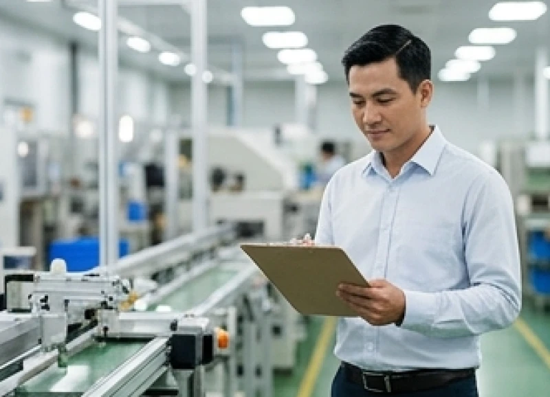 Tuổi Sửu hợp nghề gì: Phân hóa nam nữ và lĩnh vực rủi ro 3 Quản đốc xưởng sản xuất đang kiểm tra tiến độ công việc trên dây chuyền vận hành