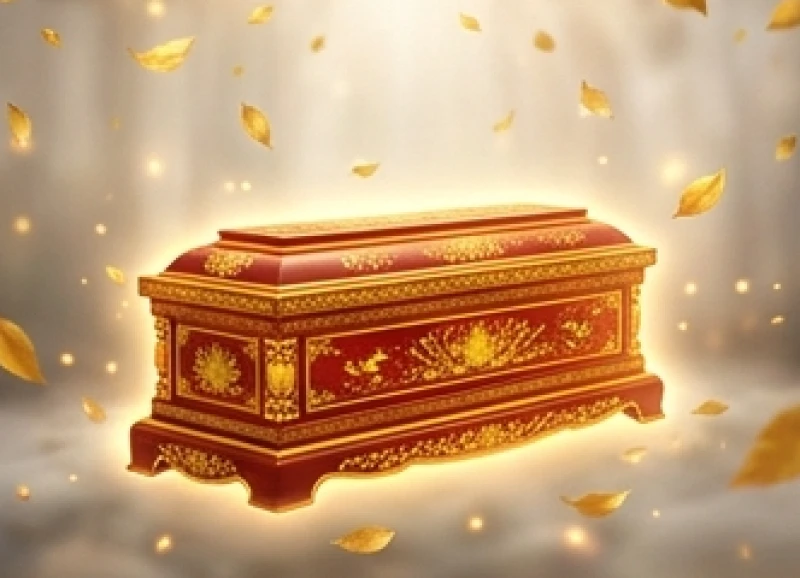 Áo quan màu đỏ và vàng lấp lánh trong giấc mộng tượng trưng cho hỷ sự và vượng khí dồi dào