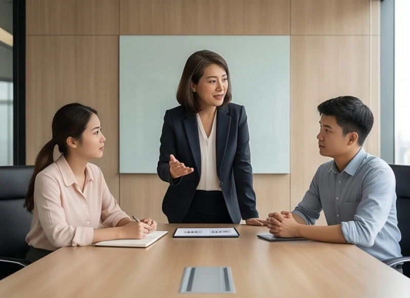 Vị trí quản lý cấp trung đang đàm phán hợp đồng thương mại chiến lược