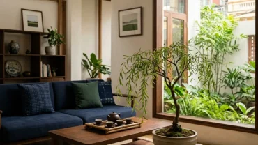 Không gian nội thất phong thủy tĩnh tại với gam màu xanh lá cây và đen dành riêng cho bản mệnh của người sinh năm quý mùi