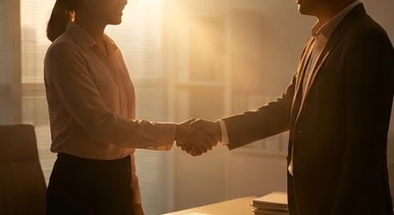 Cái bắt tay ấm áp giữa hai người đại diện cho sự xuất hiện của quý nhân giúp giải quyết rắc rối