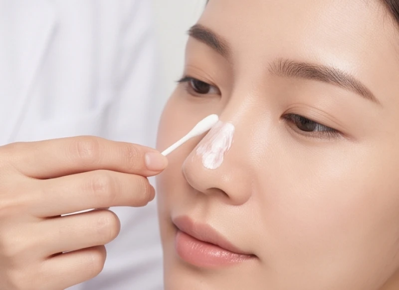 Nốt ruồi cạnh sống mũi: Ý nghĩa tướng số nam nữ & lưu ý thẩm mỹ 10 Lớp kem ủ tê được bôi mỏng lên vùng sườn mũi trước khi tiến hành bắn laser