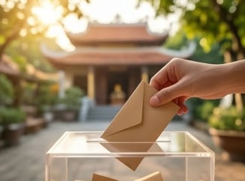 Bàn tay thả phong bì tiền vào thùng quyên góp để san sẻ may mắn và tích lũy phước báu