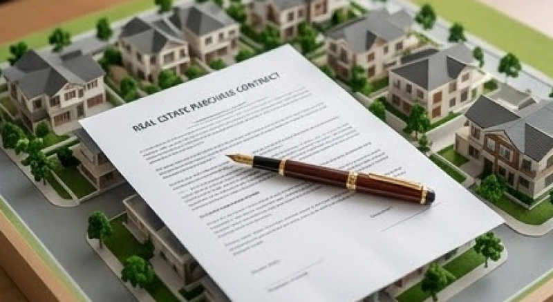 Mơ thấy xây nhà điềm lành hay dữ: Phân tích bối cảnh & tâm lý 7 Hợp đồng mua bán bất động sản và chiếc bút mực được đặt ngay ngắn trên sa bàn dự án khu đô thị mới