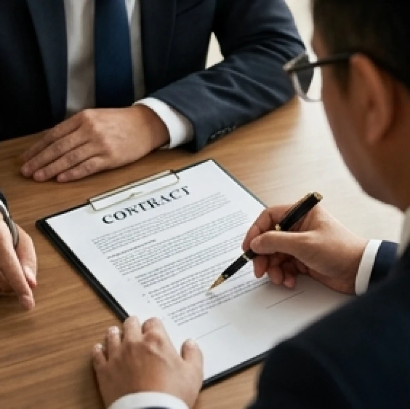 Chuyên gia pháp lý đang rà soát kỹ lưỡng các điều khoản của hợp đồng kinh tế trước khi ký kết