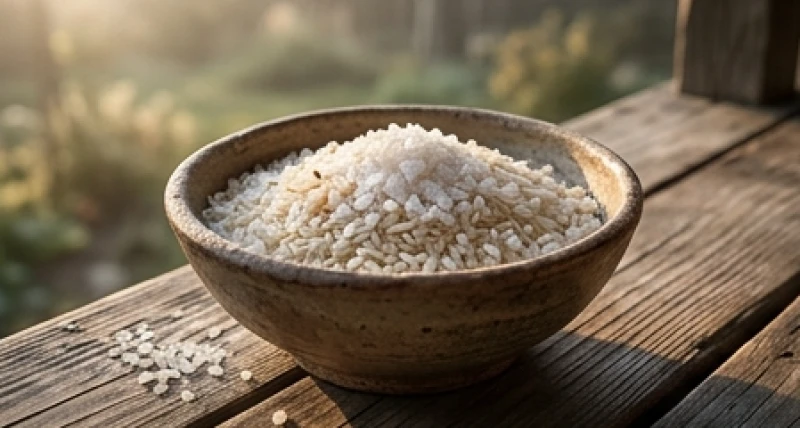 Bát gốm đựng muối biển và gạo tẻ dùng để hóa giải xui xẻo khi mơ thấy chim chết hoặc tai ương