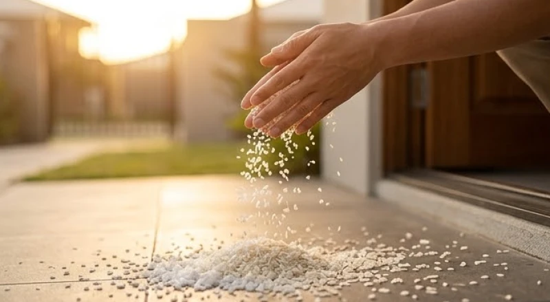 Tuổi Tuất nhập trạch ngày nào tốt: lịch chuẩn & kịch bản hành lễ 14 Gia chủ thực hiện nghi thức rắc muối và gạo hất ra phía ngoài sân để khao phát cô hồn tịnh hóa