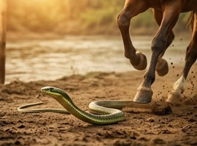 Rắn bất ngờ trườn lên phía trước móng ngựa ngay sát vạch đích của cuộc đua