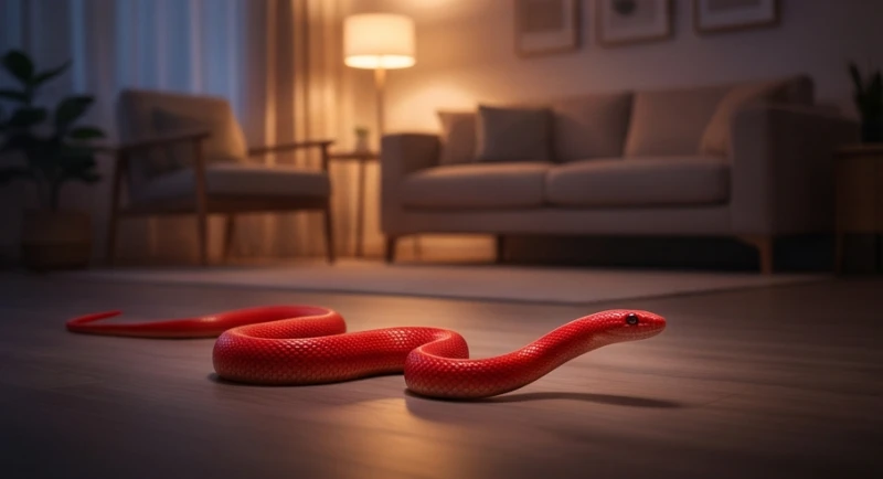 Mơ thấy rắn đỏ: Điềm báo cát hung, ý nghĩa và mẹo hóa giải 4 Con rắn đỏ uốn lượn nhẹ nhàng trên sàn phòng khách, đại diện cho dòng chảy tài lộc dồi dào tiến vào gia đạo.