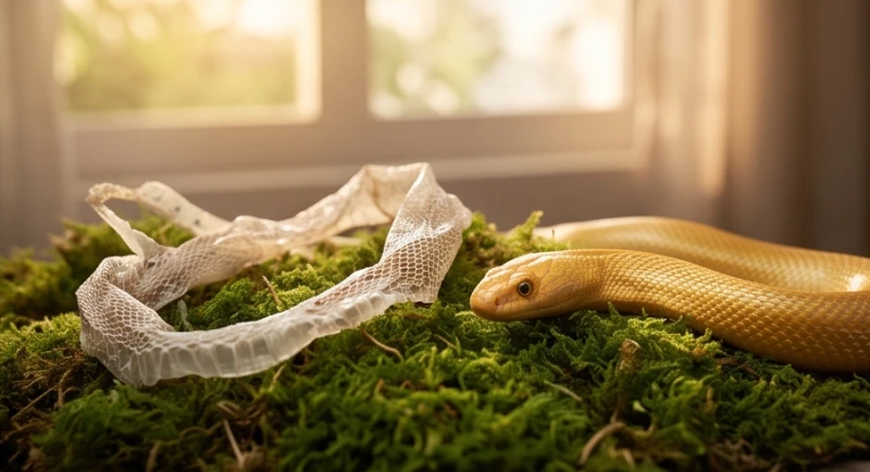 Mơ thấy nuôi rắn: Giải mã điềm báo tâm lý và bộ số phong thủy 5 Lớp da trong suốt vừa được lột bỏ nằm cạnh một chú rắn vảy vàng óng ánh trên lớp rêu xanh mát