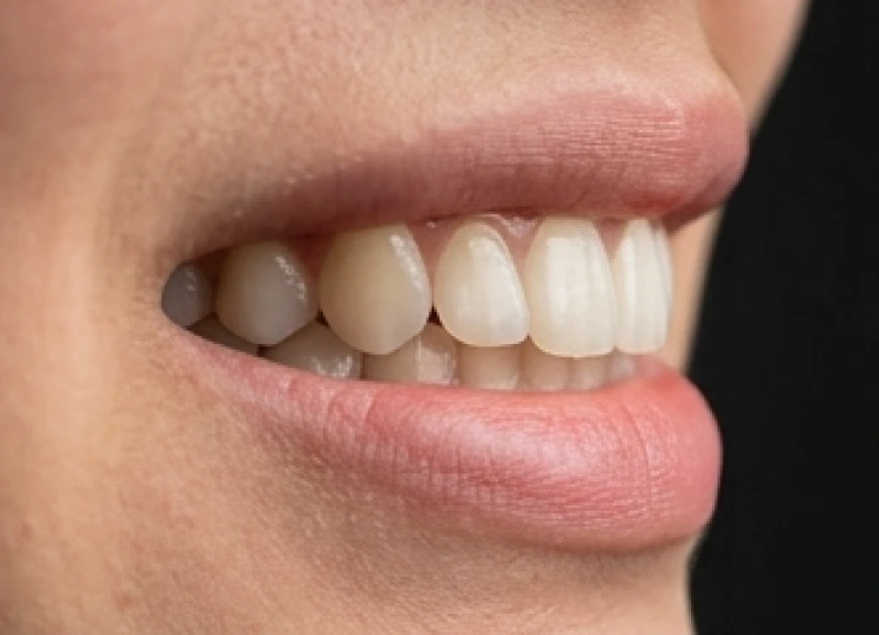 Hình thái răng cửa hàm trên mọc đổ gập vào phía trong khoang miệng làm sai lệch khớp cắn
