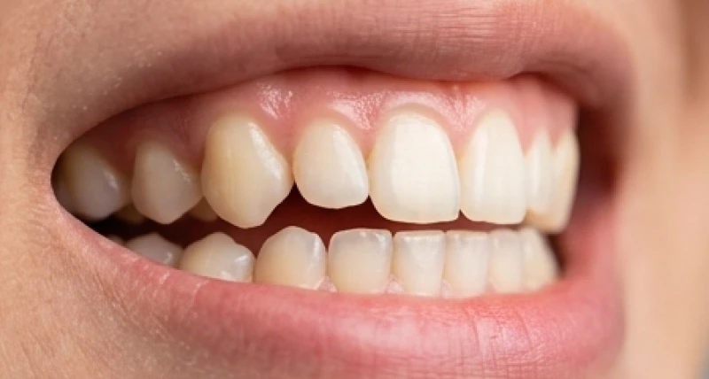 Cấu trúc hàm có răng khểnh mọc lệch hẳn ra ngoài gây khó khăn khi nhai