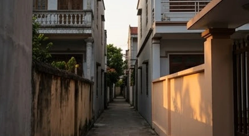 Cháy nhà bên cạnh là điềm gì: Giải mã tâm linh và con số tài lộc 2 Bức tường ranh giới giữa hai ngôi nhà trong một con hẻm nhỏ tại Việt Nam