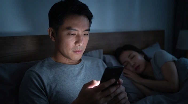 Người chồng liên tục kiểm tra tin nhắn điện thoại vào đêm muộn khiến vợ nảy sinh lo âu