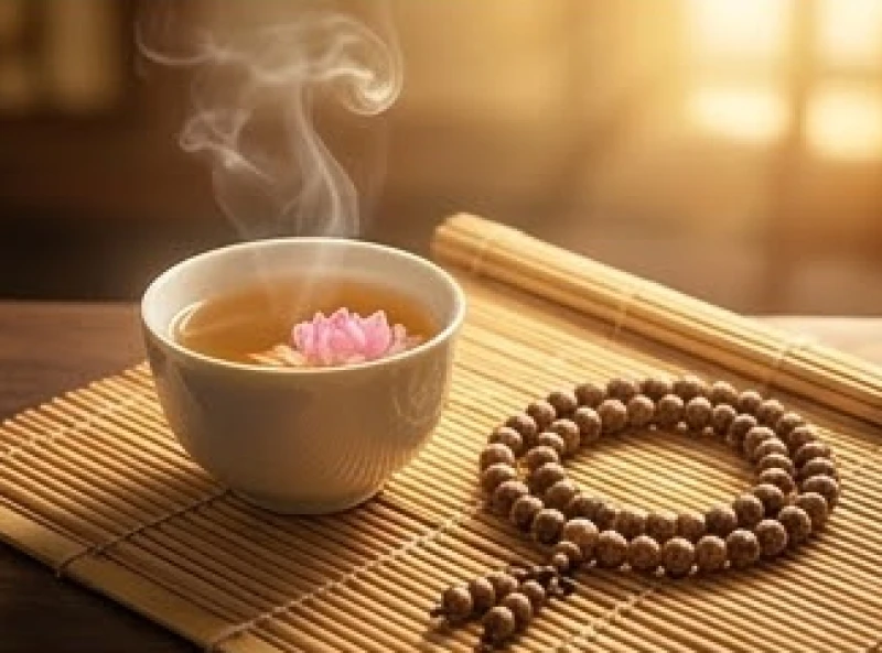 Hộp trà sen ấm nóng và chuỗi hạt trầm hương giúp an thần tĩnh tâm trong những năm tuổi gặp đại hạn
