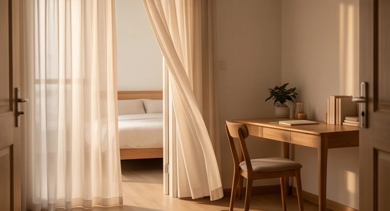 Hướng bàn học hợp tuổi Mùi: Tra cứu nam nữ và cách hóa giải 6 Tấm rèm mỏng thanh lịch treo trước cửa ra vào để ngăn luồng khí trực tiếp vào bàn học