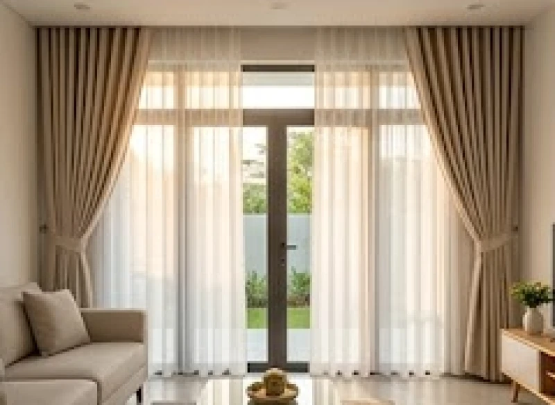 Rèm vải hai lớp được treo tại cửa chính để ngăn chặn bức xạ nhiệt và hóa giải sát khí
