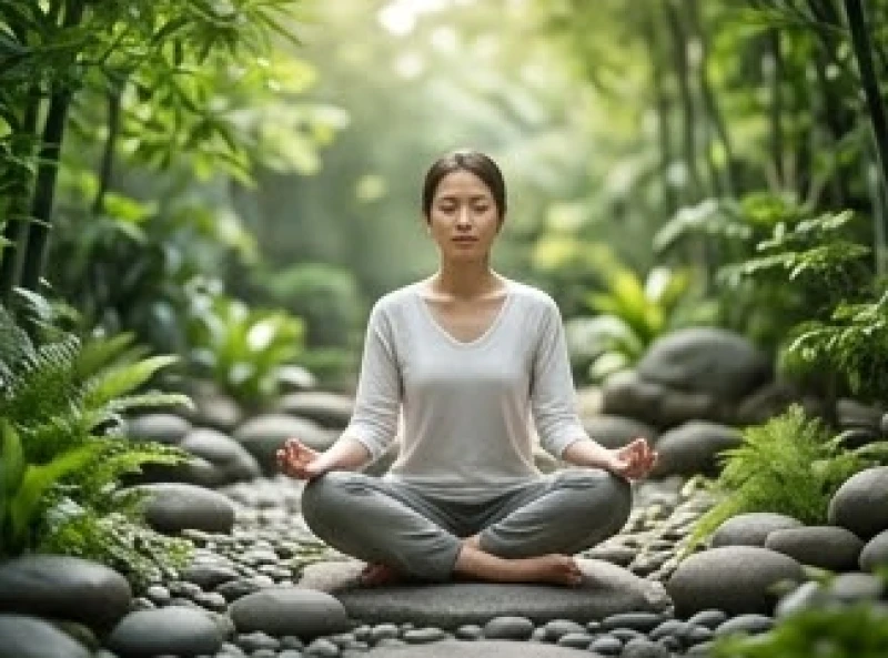 Tử vi tuổi Nhâm Ngọ 2002 năm 2027: chi tiết vận hạn & cúng sao 5 Một người đang thiền định tĩnh tâm giữa không gian thiên nhiên trong lành và yên tĩnh