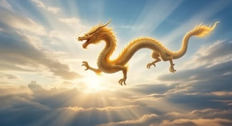 Mơ thấy rồng vàng: Điềm báo vượng tài & con số may mắn chuẩn 2 Rồng vàng uy dũng bay lượn trên bầu trời rộng lớn biểu tượng cho sự thăng tiến công danh vượt bậc