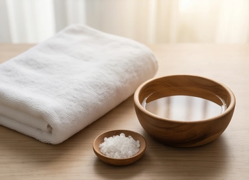 Chiếc khăn sạch nhúng nước ấm pha muối loãng giúp thanh tẩy mồ hôi lạnh và trấn an tinh thần