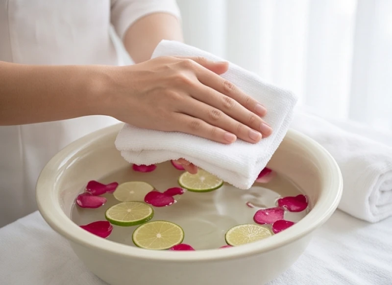 Đôi bàn tay được rửa bằng nước thơm và lau khô cẩn thận trước khi bước vào không gian thờ cúng gia tiên