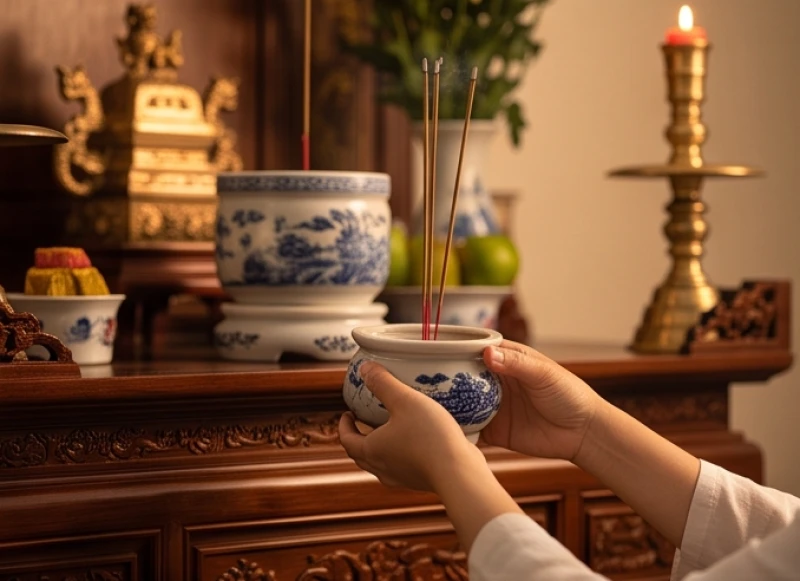 Văn khấn xả tang: Bài cúng chuẩn, sắm lễ và cách xử lý bàn thờ 3 Nghi thức rước bát hương và linh vị người đã khuất từ bàn thờ vong lên bàn thờ gia tiên chung
