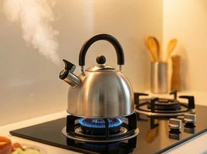 Nghi thức đun nước sôi trong không gian bếp của ngôi nhà mới để rước thần bếp