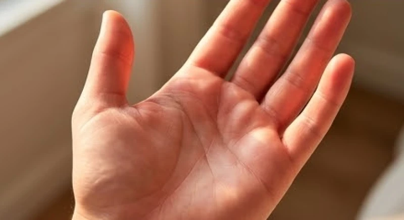 Lòng bàn tay với sắc da hồng hào tươi sáng phản ánh năng lượng thần kinh tích cực