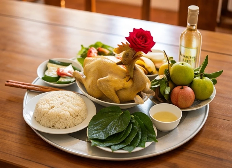 Văn khấn Đền Lảnh Giang: nguyên văn chuẩn và thứ tự dâng lễ 5 Mâm lễ chay và lễ mặn được chuẩn bị chu đáo để dâng lên các ban thờ