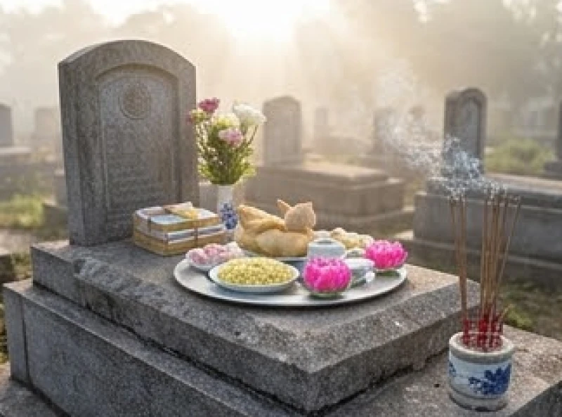Văn khấn tạ mộ: Trình tự hành lễ và bài cúng đúng nghi thức 1 Người thân thành kính dâng hương và lễ vật trong lễ tạ mộ dịp cuối năm tại phần mộ gia đình