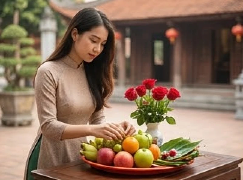 Văn khấn cầu duyên: Trình tự dâng lễ, viết sớ và tạ lễ bài bản 1 Người đi lễ sửa soạn mâm cúng hoa quả và trầu cau cẩn thận trước khi dâng lên ban thờ