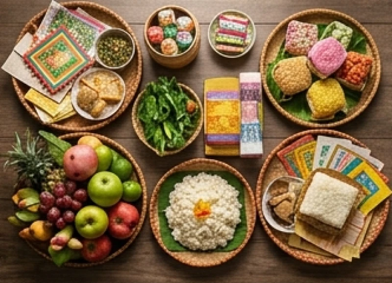 Những mâm lễ chay và lễ mặn được chuẩn bị chu đáo dâng lên các ban thờ tại đền