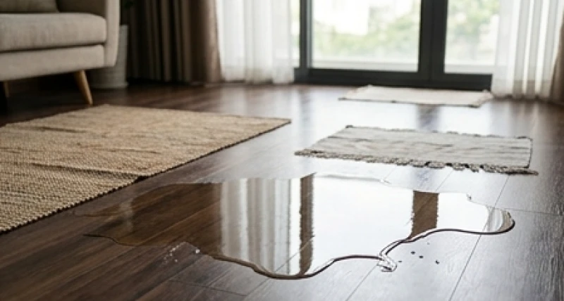 Ống nước bị vỡ là điềm gì: Phân biệt vị trí & cách hóa giải 1 Sàn nhà lát gỗ ngập tràn nước chảy lênh láng do sự cố bục vỡ đường ống dẫn nước sinh hoạt