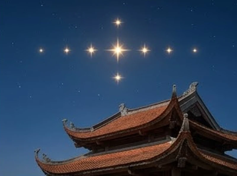 Mô hình các vì sao chiếu mệnh trên bầu trời đêm bình yên không bị mây mù che phủ
