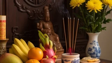 Mâm lễ cúng giải hạn trang nghiêm được sắp đặt theo hướng dẫn bảng tra cứu sao hạn tuổi ngọ năm 2026