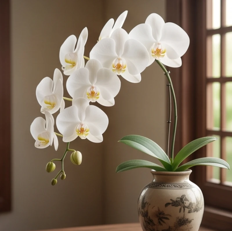 Nhành hoa lan hồ điệp nở rộ tượng trưng cho phước lành từ sao Mộc Đức