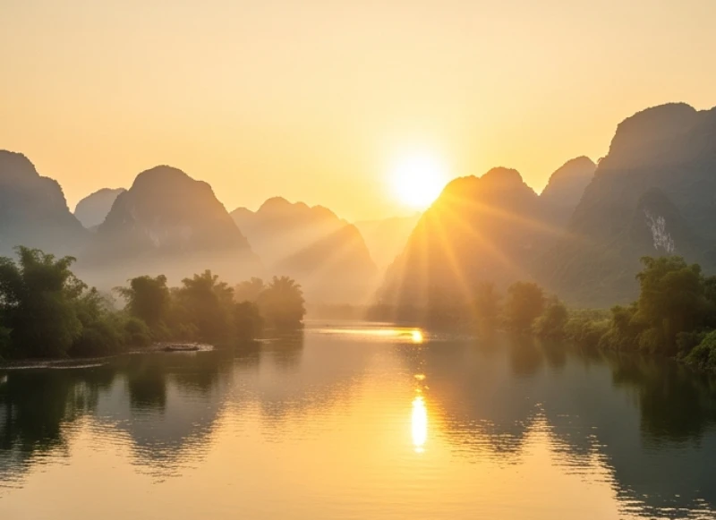 Tử vi tuổi Đinh Mão 1987 năm 2027: Chi tiết 12 tháng và mâm cúng 2 Bầu trời bình minh rực rỡ tượng trưng cho sao cát tinh Thái Dương chiếu mệnh nam mạng 1987